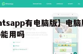 【whatsapp有电脑版】电脑版whatsapp能用吗